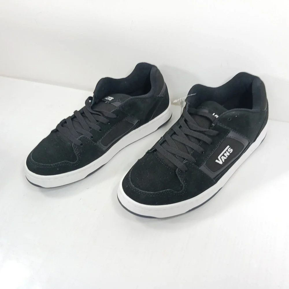Vans Seldan Mens 8.5 Black White Suede Canvas Low Top Skate Shoes 500664